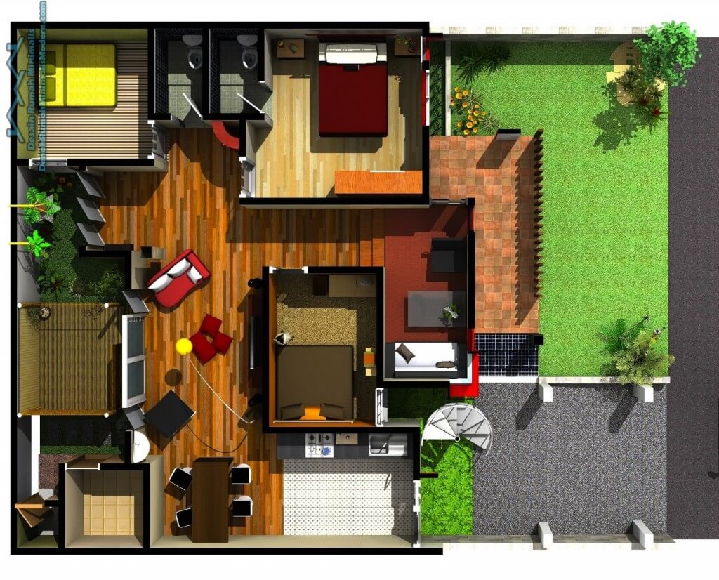 Desain rumah sederhana 3 kamar di kampung